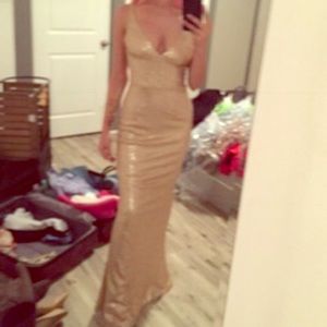 Lulu’s full length rose gold sequin dress